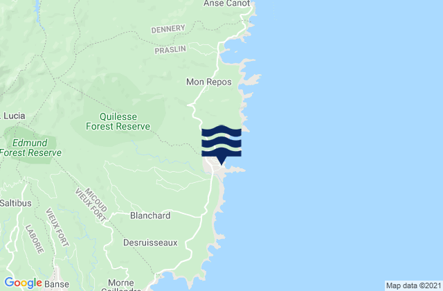 Mapa da tábua de marés em Micoud, Saint Lucia