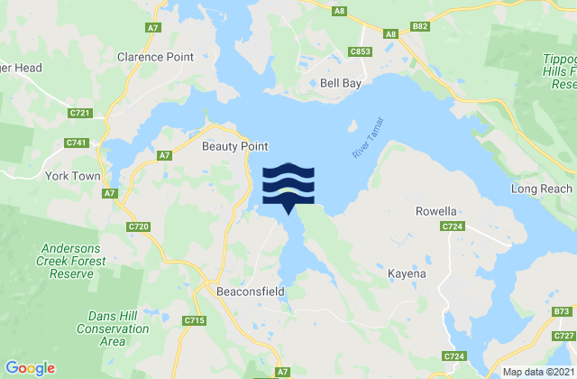 Mapa da tábua de marés em Middle Arm, Australia