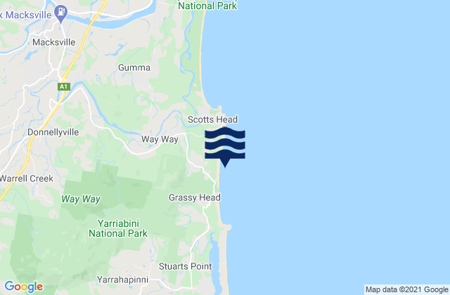 Mapa da tábua de marés em Middle Beach, Australia