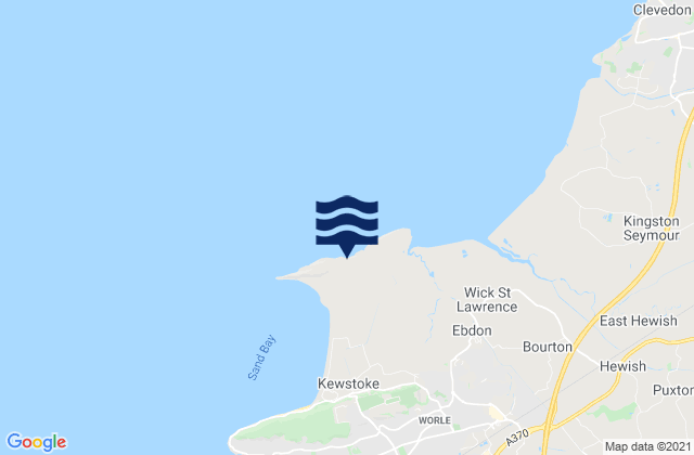 Mapa da tábua de marés em Middle Hope Beach, United Kingdom