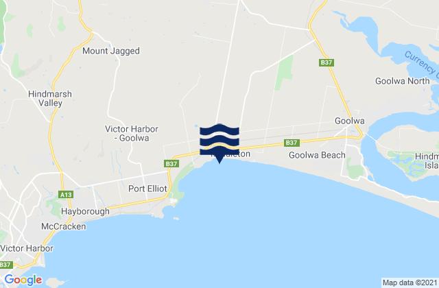 Mapa da tábua de marés em Middleton Beach, Australia