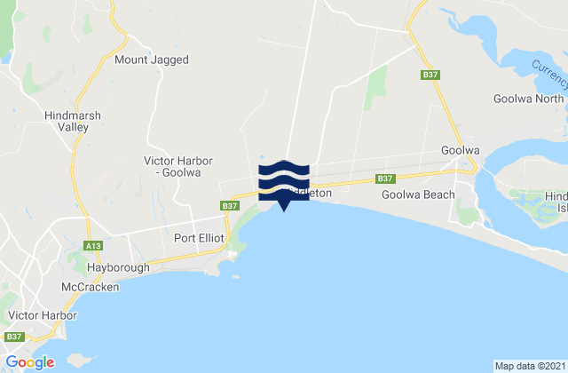Mapa da tábua de marés em Middleton Point, Australia