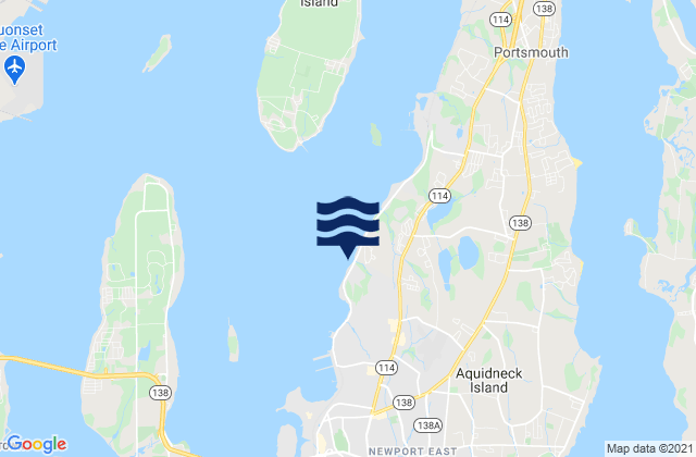Mapa da tábua de marés em Middletown, United States
