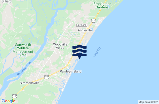 Mapa da tábua de marés em Midway Inlet North (Pawleys Island), United States