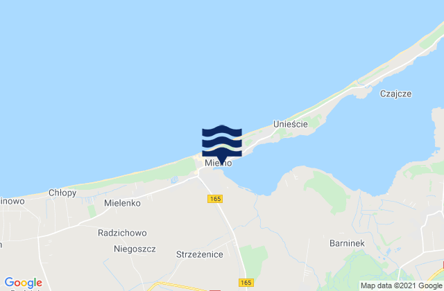 Mapa da tábua de marés em Mielno, Poland