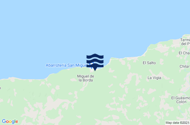 Mapa da tábua de marés em Miguel de La Borda, Panama