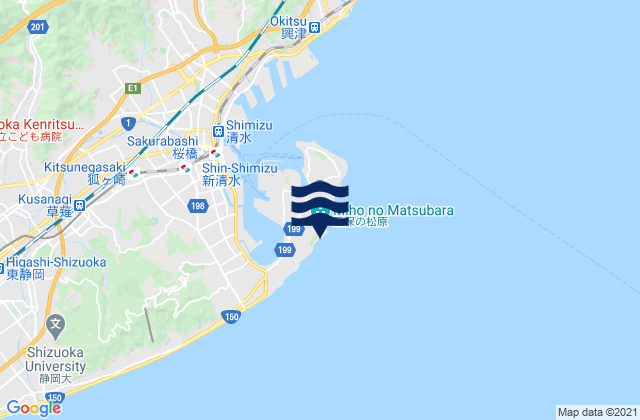 Mapa da tábua de marés em Miho, Japan