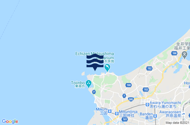 Mapa da tábua de marés em Mikuni Ko, Japan