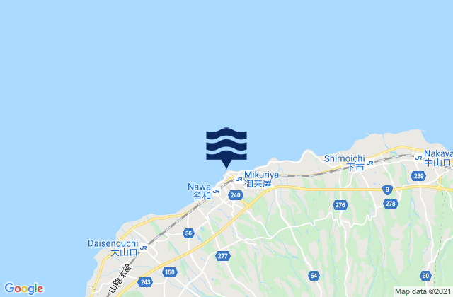 Mapa da tábua de marés em Mikuriya-saki, Japan