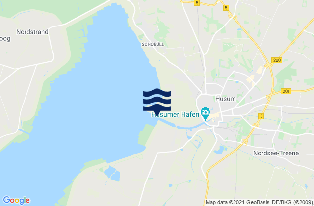 Mapa da tábua de marés em Mildstedt, Germany