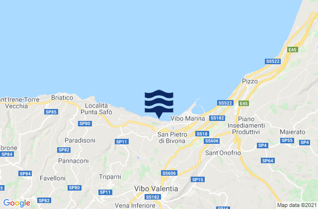 Mapa da tábua de marés em Mileto, Italy