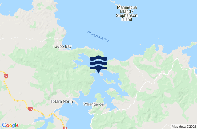 Mapa da tábua de marés em Milford Island (Wairaupo Island), New Zealand