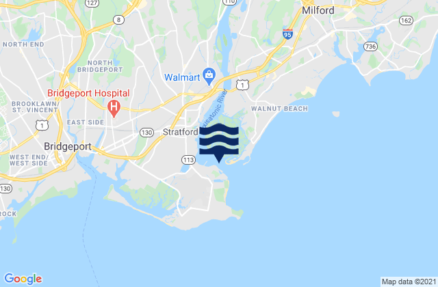 Mapa da tábua de marés em Milford Point 0.2 mile west of, United States