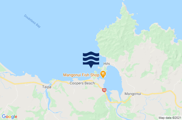Mapa da tábua de marés em Mill Bay, New Zealand