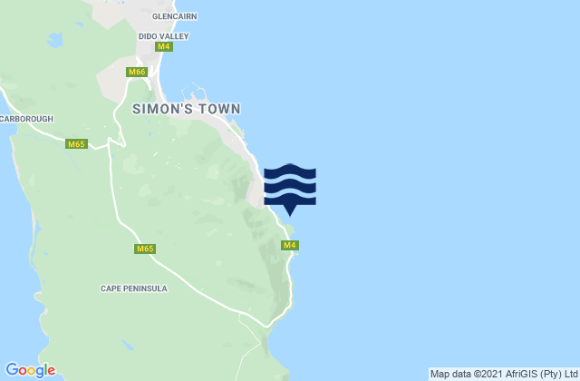 Mapa da tábua de marés em Millars Point, South Africa