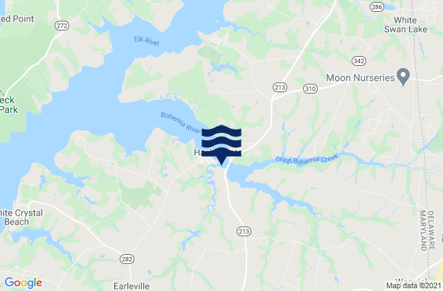 Mapa da tábua de marés em Millington, United States