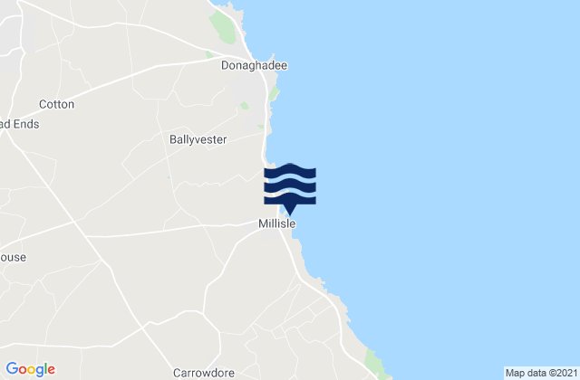 Mapa da tábua de marés em Millisle Lagoon Beach, United Kingdom