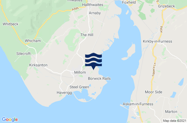 Mapa da tábua de marés em Millom, United Kingdom