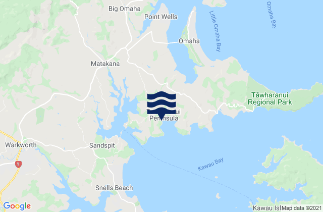 Mapa da tábua de marés em Millon Bay, New Zealand