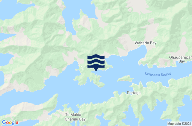 Mapa da tábua de marés em Mills Bay, New Zealand