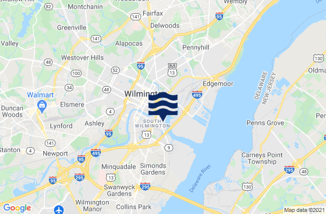 Mapa da tábua de marés em Millside (Wilmington), United States