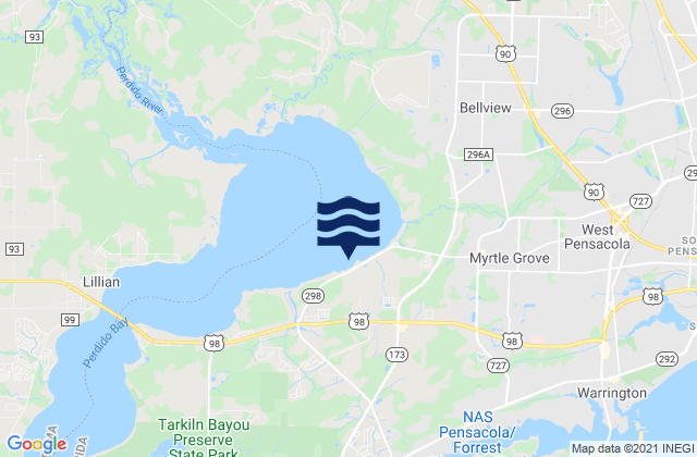 Mapa da tábua de marés em Millview, United States