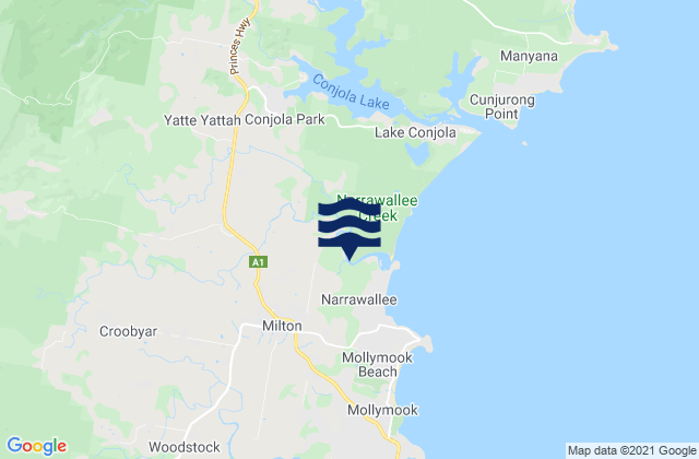 Mapa da tábua de marés em Milton, Australia