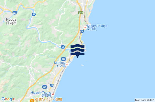 Mapa da tábua de marés em Mimitsu, Japan