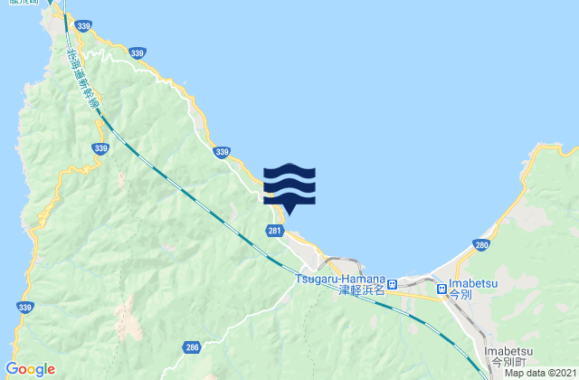Mapa da tábua de marés em Mimmaya Mimmaya Wan, Japan