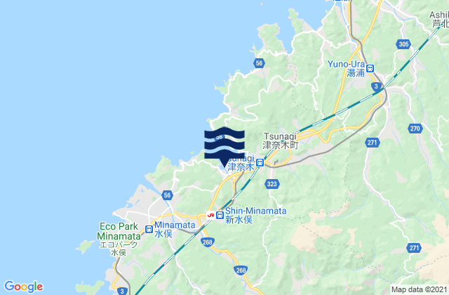 Mapa da tábua de marés em Minamata Shi, Japan