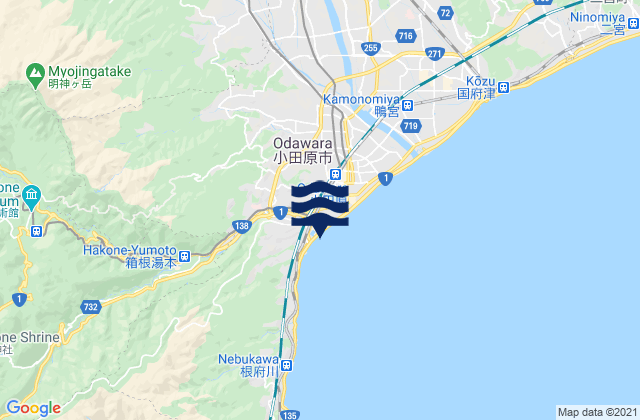 Mapa da tábua de marés em Minamiashigara Shi, Japan