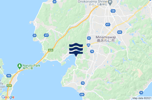 Mapa da tábua de marés em Minamiawaji Shi, Japan