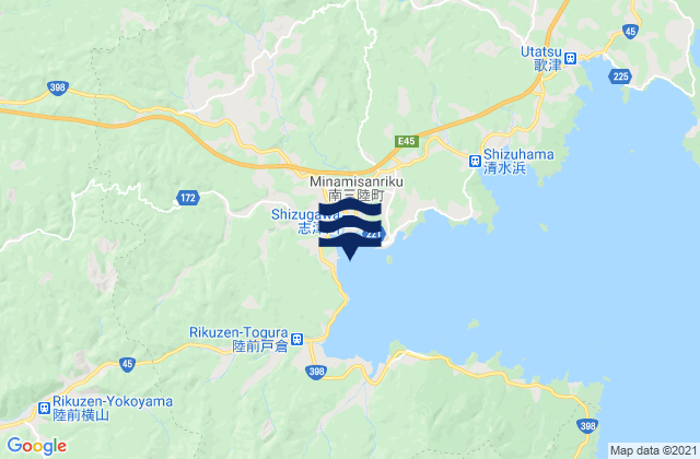Mapa da tábua de marés em Minamisanriku, Japan