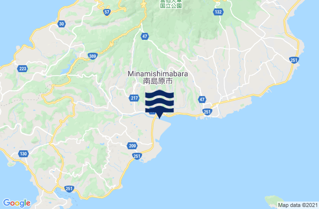 Mapa da tábua de marés em Minamishimabara-shi, Japan
