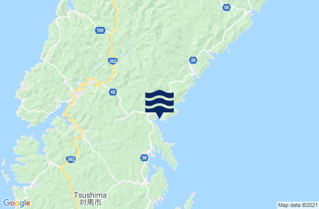 Mapa da tábua de marés em Minechosaka, Japan