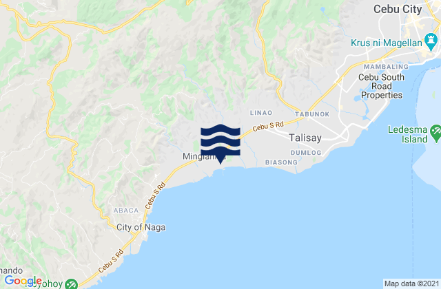 Mapa da tábua de marés em Minglanilla, Philippines