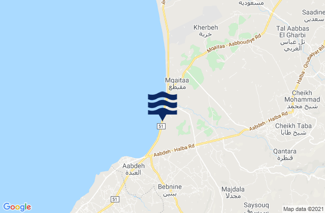 Mapa da tábua de marés em Minie-Denniyeh, Lebanon