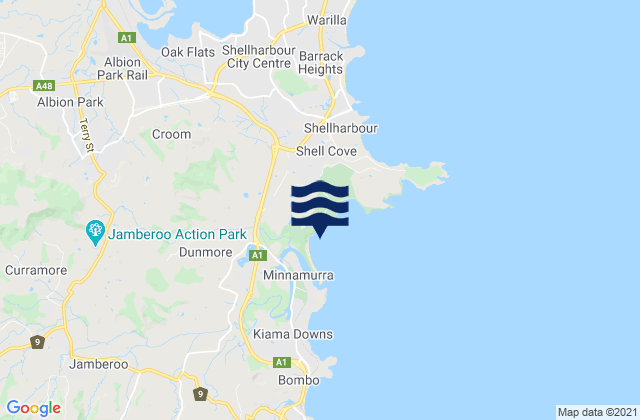 Mapa da tábua de marés em Minnamurra Beach, Australia