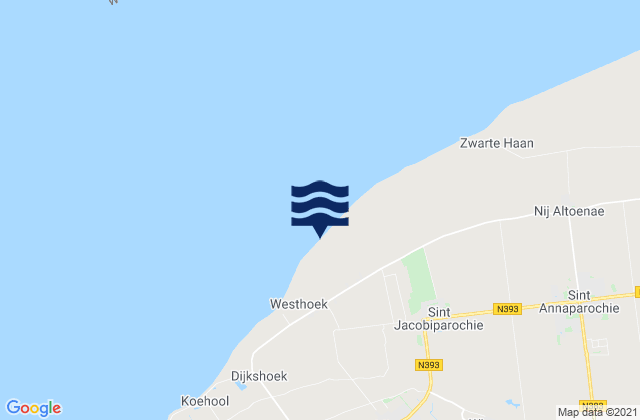 Mapa da tábua de marés em Minnertsga, Netherlands