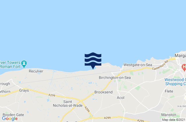 Mapa da tábua de marés em Minnis Bay Beach, United Kingdom