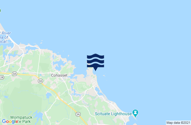 Mapa da tábua de marés em Minot Beach, United States