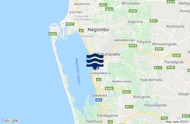 Mapa da tábua de marés em Minuwangoda, Sri Lanka