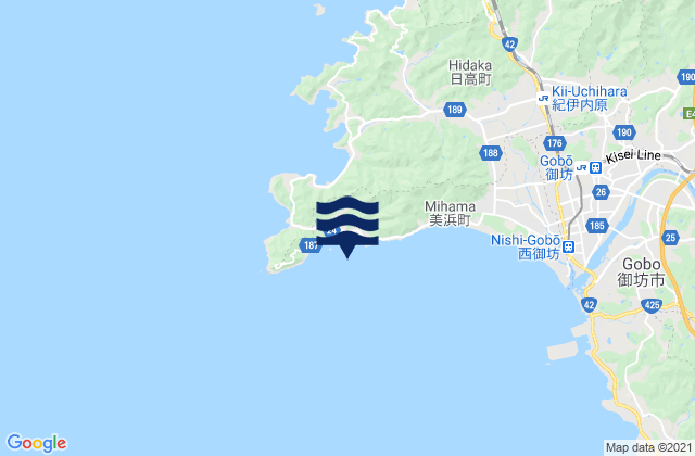 Mapa da tábua de marés em Mio, Japan