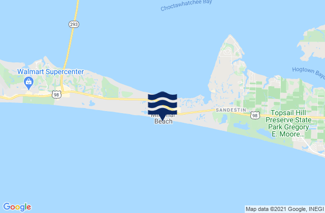 Mapa da tábua de marés em Miramar Beach, United States