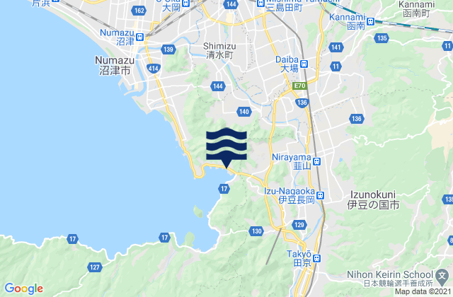 Mapa da tábua de marés em Mishima Shi, Japan