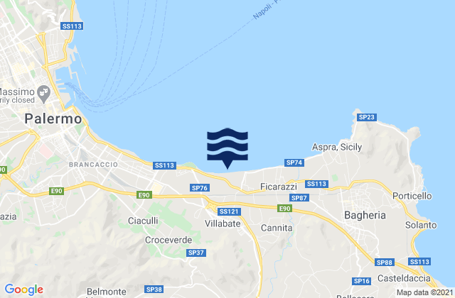 Mapa da tábua de marés em Misilmeri, Italy