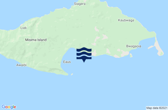 Mapa da tábua de marés em Misima, Papua New Guinea
