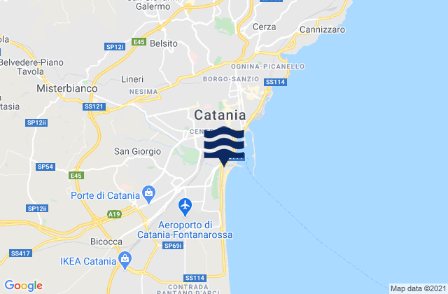 Mapa da tábua de marés em Misterbianco, Italy