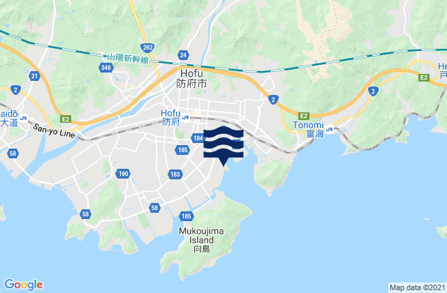 Mapa da tábua de marés em Mitaziri, Japan