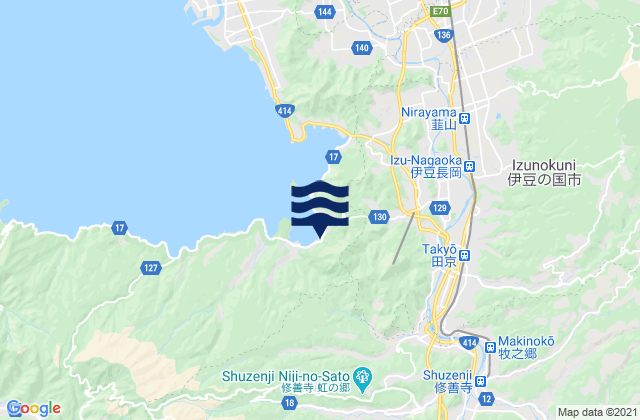 Mapa da tábua de marés em Mito (Utiura), Japan